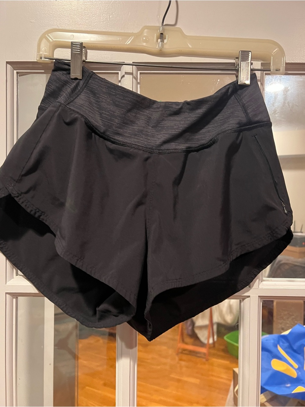 Outdoor Voices Black Athletic Shorts with Wide Heathered Waistband